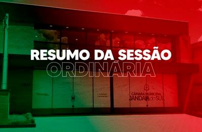 RESUMO DA SESSÃO ORDINÁRIA DA CÂMARA MUNICIPAL DE JANDAIA DO SUL, REALIZADA PELO PRESIDENTE CLAUDIO 